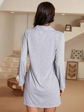 Load image into Gallery viewer, Heart Graphic Lapel Collar Long Sleeve Night Dress
