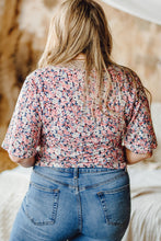 Load image into Gallery viewer, Plus Size Floral Drawstring Detail Blouse
