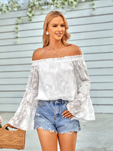 Load image into Gallery viewer, Applique Flounce Sleeve Off-Shoulder Blouse
