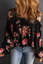 Carregar imagem no visualizador da galeria, Blusa floral de renda com ombros frios e manga com babados
