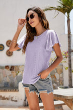 Load image into Gallery viewer, Eyelet Flutter Sleeve Short Sleeve Top
