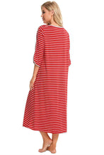 Carregar imagem no visualizador da galeria, Round Neck Three-Quarter Sleeve Midi Night Dress
