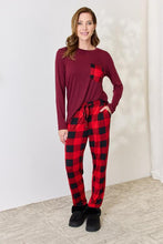 Load image into Gallery viewer, Zenana Full Size Plaid Round Neck Top and Pants Pajama Set
