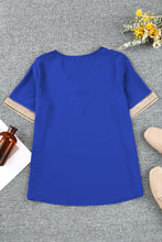 Load image into Gallery viewer, Contrast V-Neck Blouse
