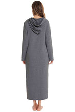 Load image into Gallery viewer, Zip Front Hooded Night Dress with Pockets
