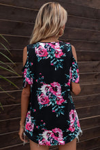 Load image into Gallery viewer, Floral Cold-Shoulder Round Neck Top
