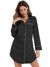 Carregar imagem no visualizador da galeria, Button Up Lapel Collar Night Dress with Pocket
