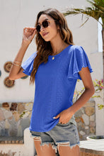 Load image into Gallery viewer, Eyelet Flutter Sleeve Short Sleeve Top
