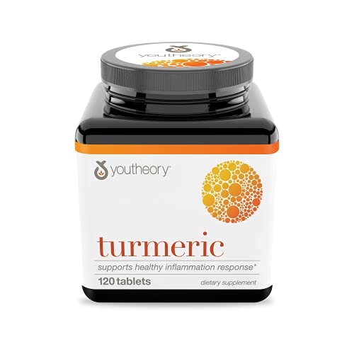Youtheory Turmeric Curcumin Supplement with Black Pepper BioPerine, Powerful Antioxidant Properties for Joint & Healthy Inflammation Support, 120 Tablets
