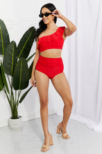 Carregar imagem no visualizador da galeria, Marina West Swim Seaside Romance Biquíni com babado de um ombro em vermelho
