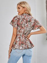 Load image into Gallery viewer, Floral Flutter Sleeve Peplum Blouse
