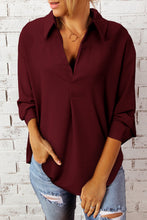 Load image into Gallery viewer, Textured Johnny Collar Three-Quarter Sleeve Blouse
