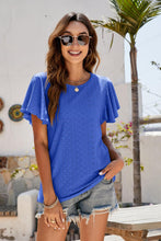 Load image into Gallery viewer, Eyelet Flutter Sleeve Short Sleeve Top
