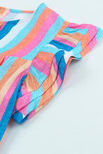 Load image into Gallery viewer, Multicolored Stripe Flutter Sleeve Blouse
