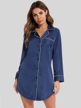 Carregar imagem no visualizador da galeria, Button Up Lapel Collar Night Dress with Pocket
