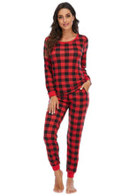 Carregar imagem no visualizador da galeria, Plaid Round Neck Top and Pants Set
