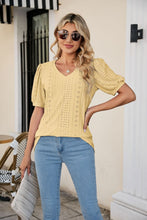 Load image into Gallery viewer, Eyelet Puff Sleeve V-Neck Top
