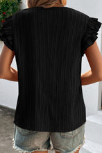 Load image into Gallery viewer, Textured Tie Neck Butterfly Sleeve Blouse
