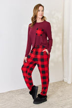 Carregar imagem no visualizador da galeria, Zenana Full Size Plaid Round Neck Top and Pants Pajama Set
