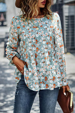 Load image into Gallery viewer, Floral Flounce Sleeve Tiered Blouse
