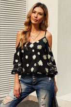 Load image into Gallery viewer, Printed Cold-Shoulder Three-Quarter Flare Sleeve Blouse
