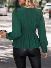 Load image into Gallery viewer, Surplice Neck Long Sleeve Peplum Top
