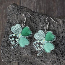Load image into Gallery viewer, Lucky Clover Acrylic Dangle Earrings
