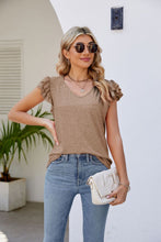 Load image into Gallery viewer, Smocked Flutter Sleeve V-Neck Top
