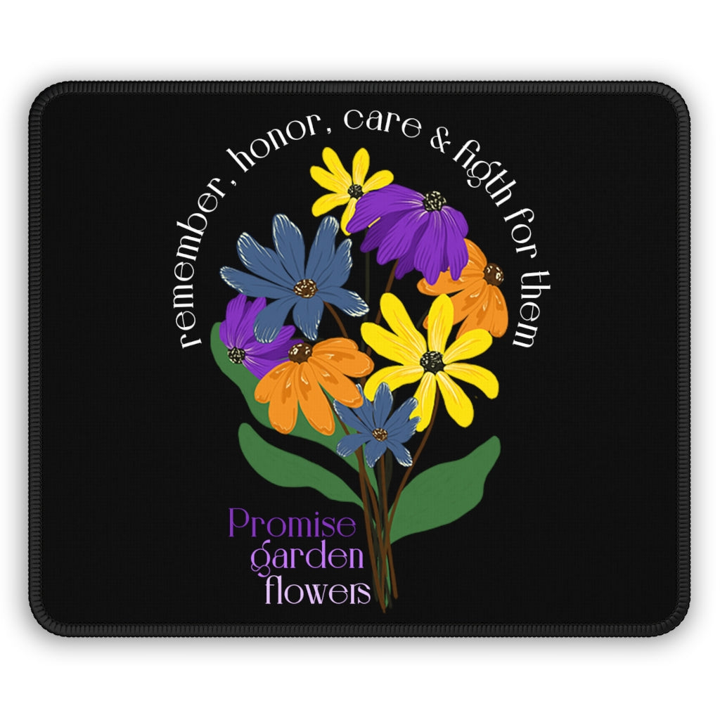 Black Gaming Mouse Pad - Promise Garden Flowers