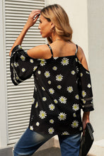 Load image into Gallery viewer, Printed Cold-Shoulder Three-Quarter Flare Sleeve Blouse
