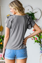 Load image into Gallery viewer, Layered Flutter Sleeve Round Neck Top
