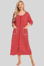 Carregar imagem no visualizador da galeria, Round Neck Three-Quarter Sleeve Midi Night Dress
