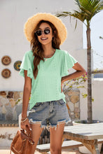 Load image into Gallery viewer, Eyelet Flutter Sleeve Short Sleeve Top
