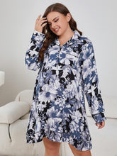 Carregar imagem no visualizador da galeria, Vestido de noite de manga comprida com gola floral plus size
