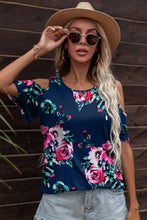 Load image into Gallery viewer, Floral Cold-Shoulder Round Neck Top
