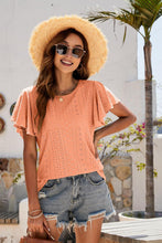 Load image into Gallery viewer, Eyelet Flutter Sleeve Short Sleeve Top
