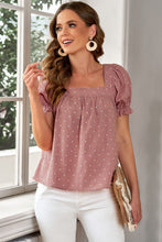 Load image into Gallery viewer, Polka Dot Square Neck Flounce Sleeve Top
