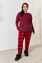 Carregar imagem no visualizador da galeria, Zenana Full Size Plaid Round Neck Top and Pants Pajama Set
