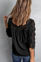 Load image into Gallery viewer, Crochet Openwork Three-Quarter Sleeve Blouse
