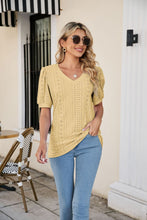 Load image into Gallery viewer, Eyelet Puff Sleeve V-Neck Top
