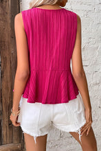 Load image into Gallery viewer, Two-Tone Twisted Plunge Peplum Sleeveless Top
