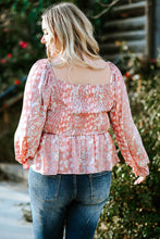 Load image into Gallery viewer, Plus Size Floral Smocked Flounce Sleeve Blouse
