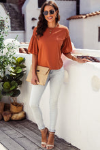 Load image into Gallery viewer, Puff Sleeve Curved Hem Blouse
