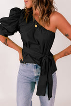 Load image into Gallery viewer, Tied Puff Sleeve One-Shoulder Top
