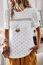 Load image into Gallery viewer, Spliced Lace Short Puff Sleeve Top
