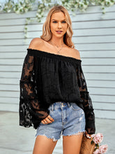 Load image into Gallery viewer, Applique Flounce Sleeve Off-Shoulder Blouse
