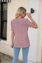 Load image into Gallery viewer, Eyelet Flounce Sleeve Scalloped V-Neck Top
