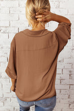 Load image into Gallery viewer, Textured Johnny Collar Three-Quarter Sleeve Blouse
