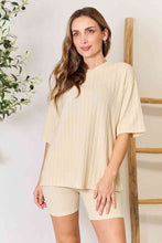 Carregar imagem no visualizador da galeria, Basic Bae Ribbed Round Neck Top and Shorts Lounge Set
