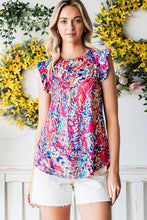 Load image into Gallery viewer, Abstract Print Ruffle Shoulder Top
